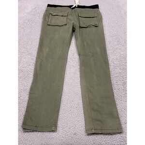 Mnml Pants Mens 2XL Green Denim Jogger Snap Hem Elastic Drawstring Waist Pockets